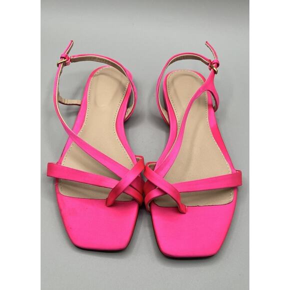 BODEN Womens Pink Satin Square Toe Loop Flat Sandals Womens Size 6 - Picture 6 of 8